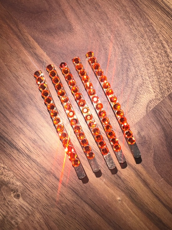 Accessories - Austrian Crystal Fire Orange Bobby Pin Set